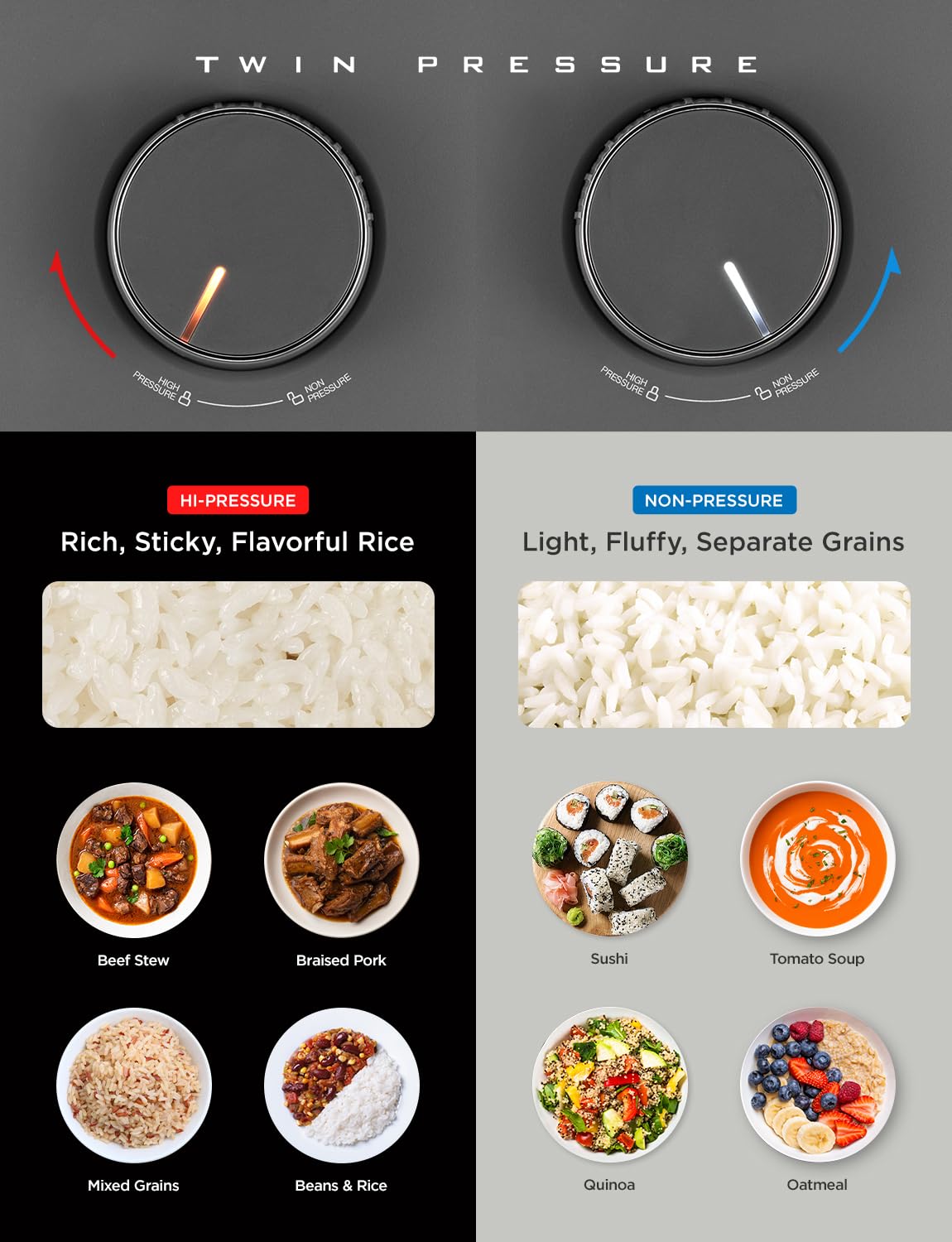 Cuckoo CRP-ST1009FG 10-Cup Twin Pressure Rice Cooker & Warmer with Nonstick Pot, 16 Menu Modes