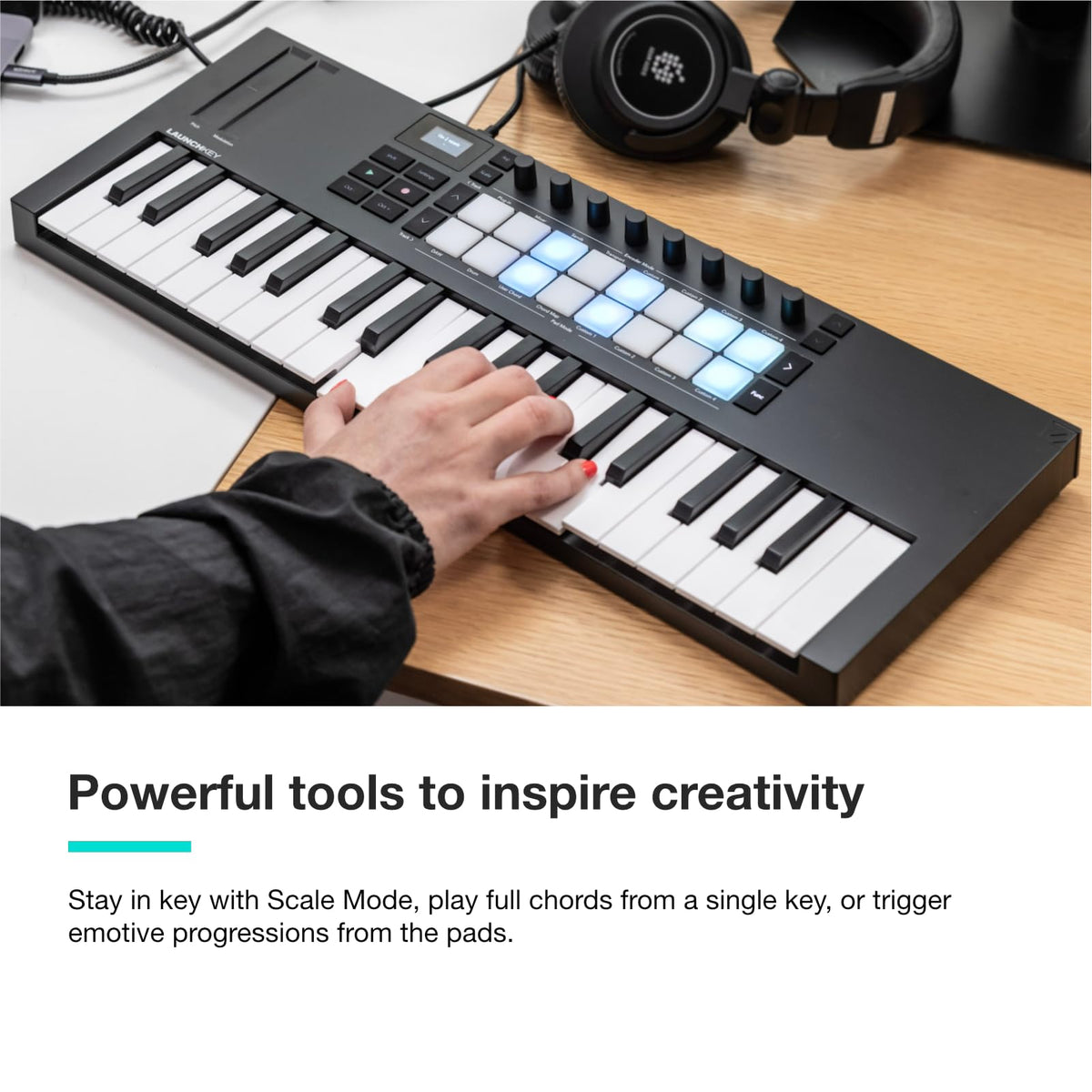 Novation Launchkey Mini 37 MK4 USB MIDI Keyboard Controller (Black, 37 Mini Keys)
