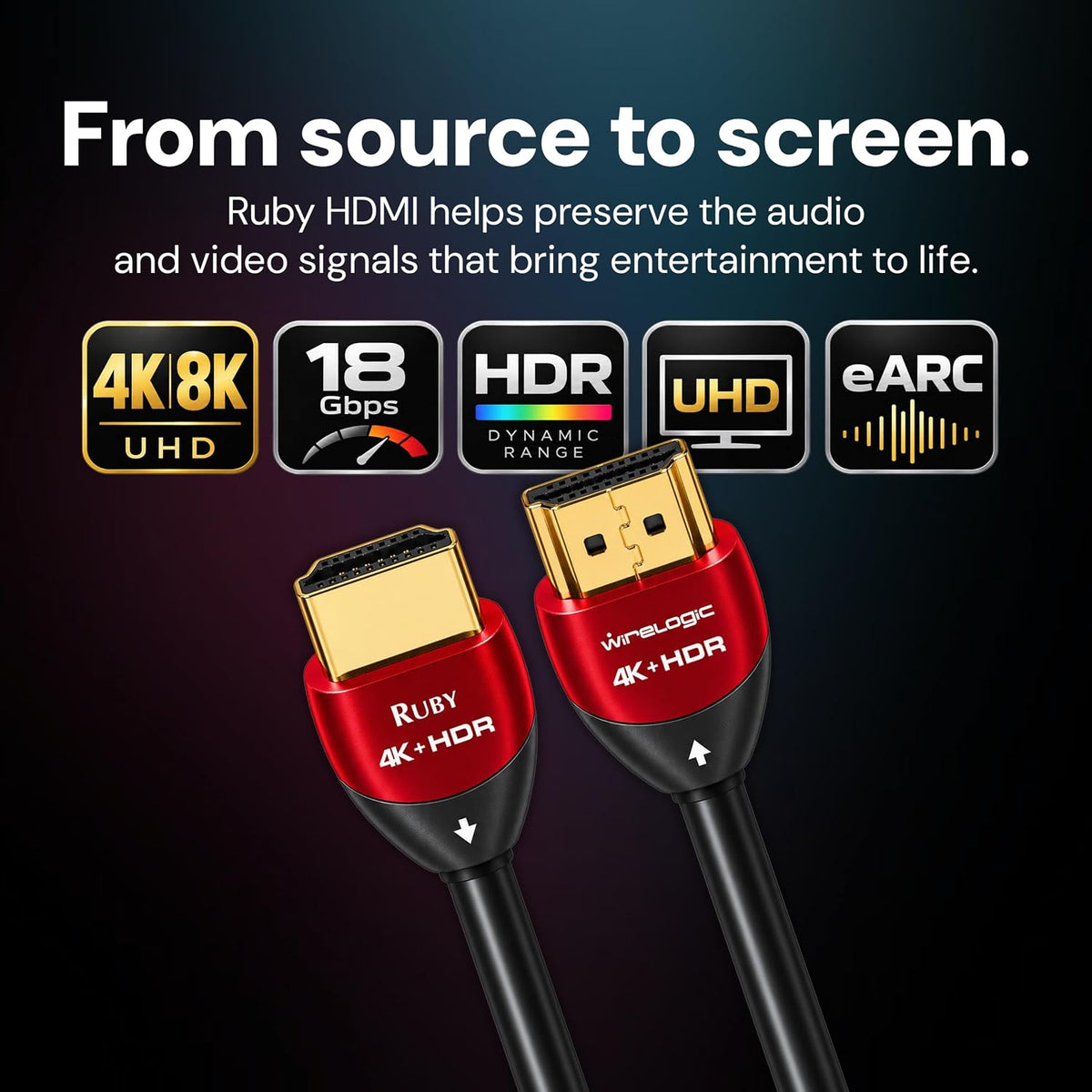 AudioQuest PowerQuest TV3 + WireLogic Ruby HDMI 8' 2-Pack Bundle 3-Outlet Non-Sacrificial Surge Protector with Two 8' HDMI Cables (Bundle)