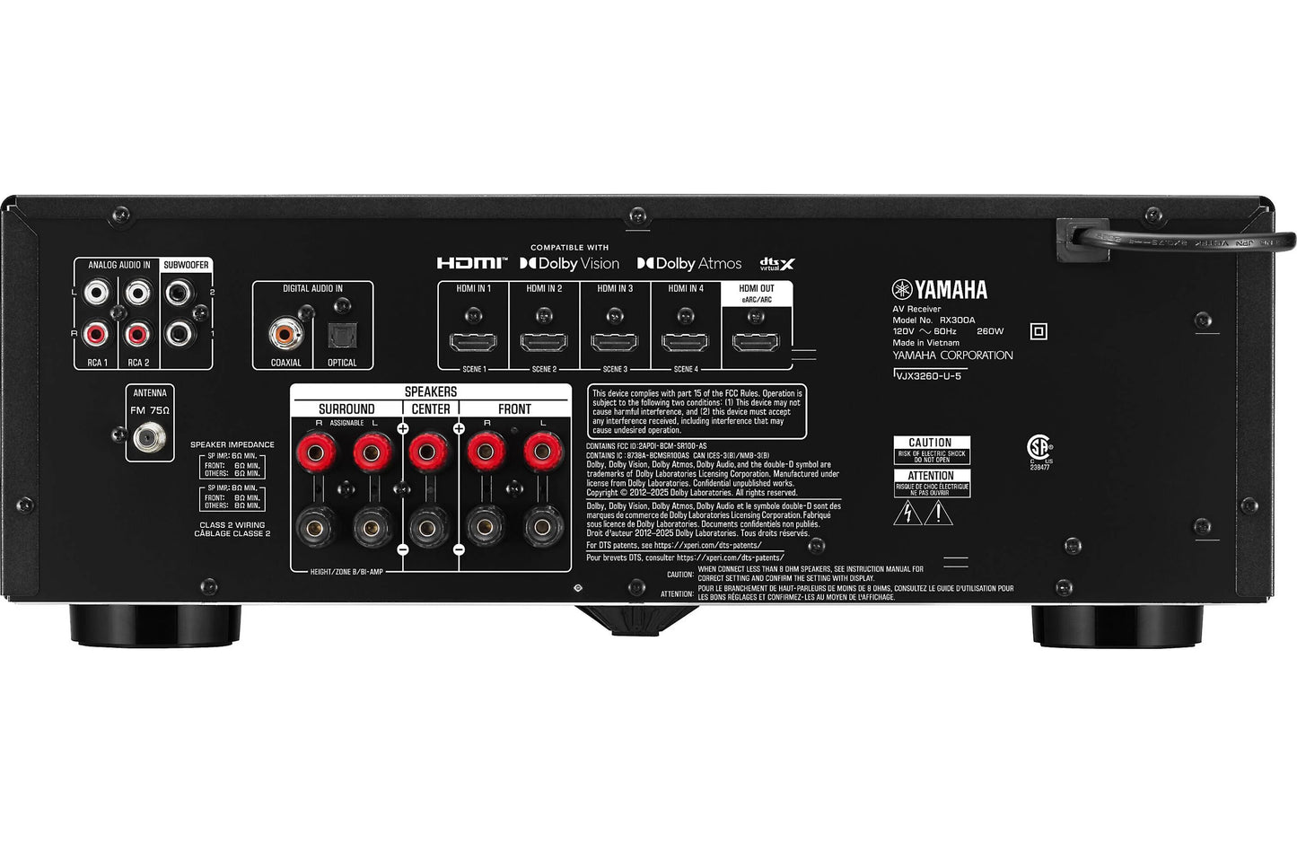 Yamaha RX300A 5.2-Channel Home Theater Receiver with Dolby Atmos and Bluetooth