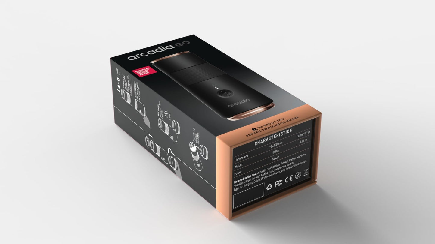 Arcadia Go Rechargeable Portable Turkish Coffee Maker USB - C Powered, Compact, Cordless, and Perfect for Travel, Camping, Outdoor Use, Office, and Home Brewing (Night Black) - electronicsexpo.com - Coffee Machines