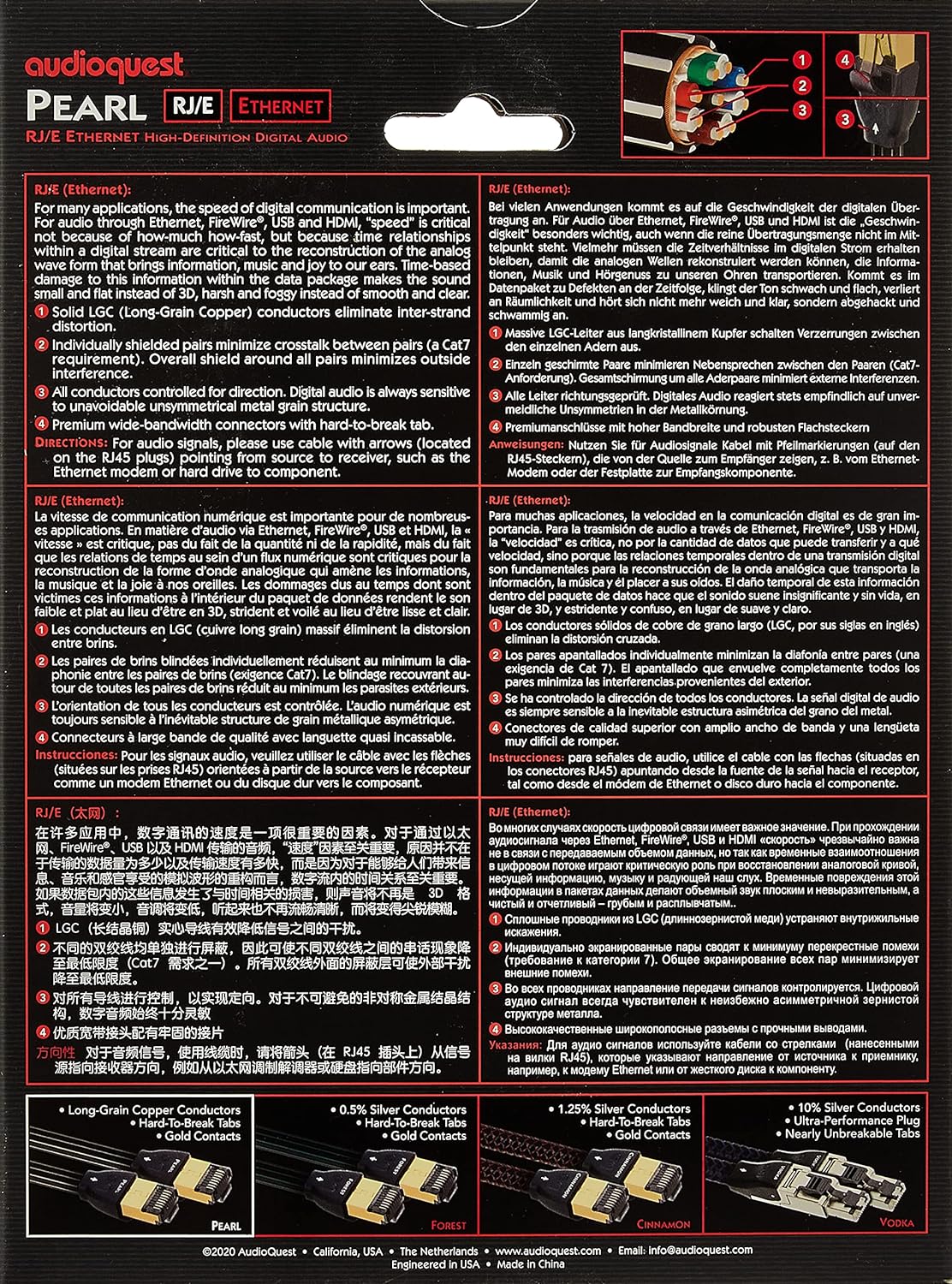 AudioQuest 0.75 m RJ/E Pearl Cat 7 Black Networking Cable - electronicsexpo.com - HDMI Wires / Interconnects