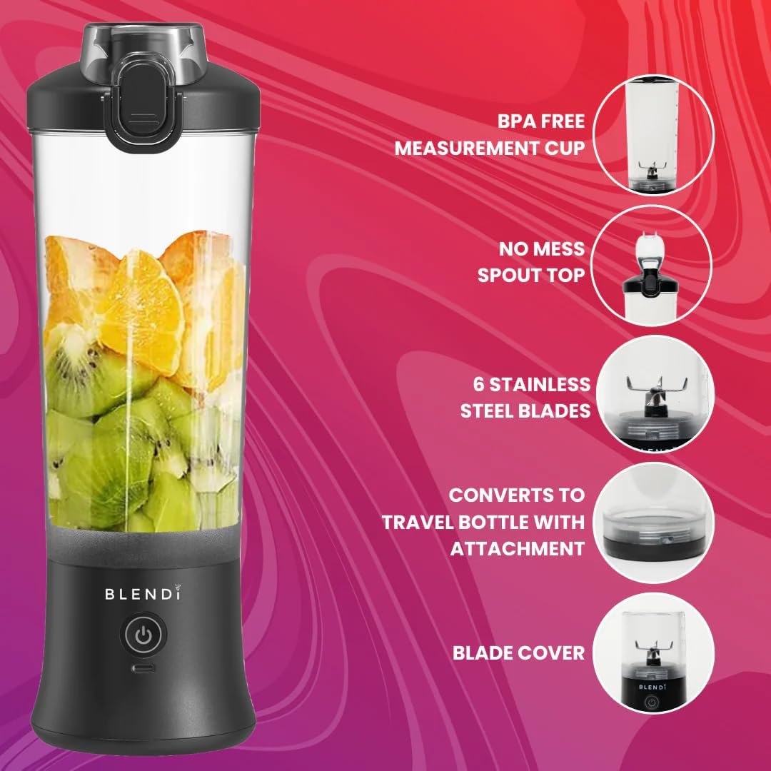 BLENDi X Large 24oz BPA - Free USB Rechargeable Personal Travel Blender (24oz, Black) - electronicsexpo.com - Food Blenders