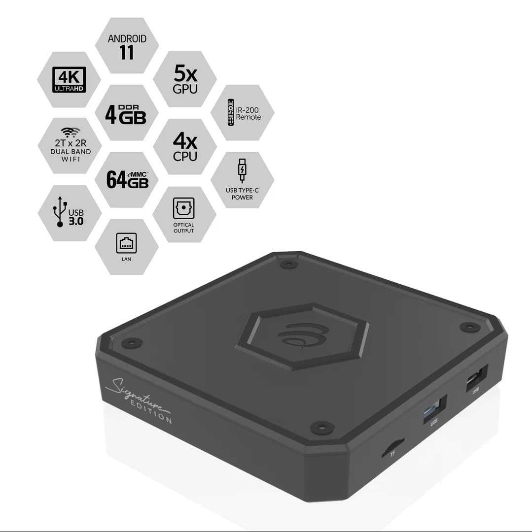 BuzzTV E5 SE Signature Edition 4k Media Device with 4GB RAM, 64GB Storage, IR-200 Remote, Dual Band WiFi, Android 11 - electronicsexpo.com-TV Accessories