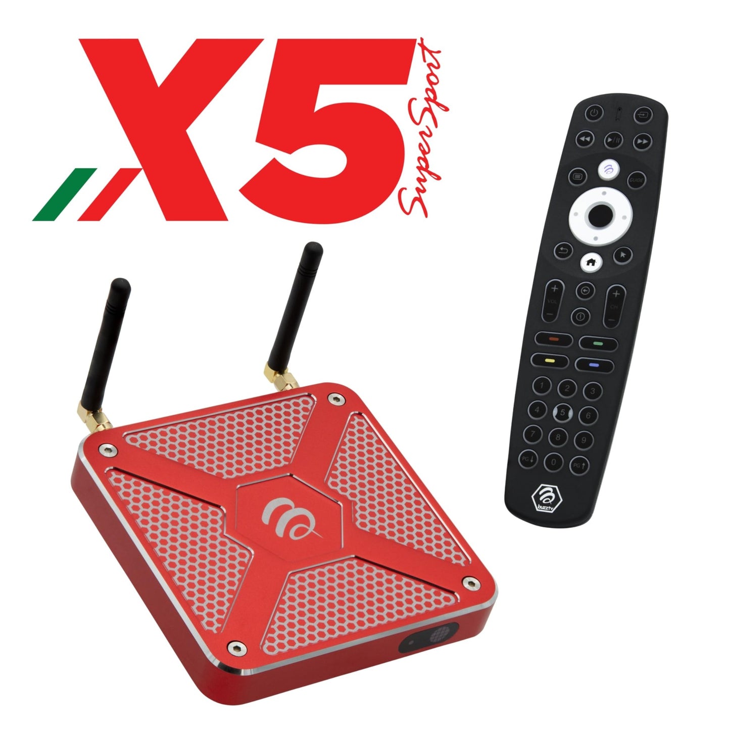BuzzTV X5 SS Android 13 TV Box, 4GB DDR4 RAM, 128GB Storage, Voice - Controlled Remote, Wireless AX, USB - C, Global Power Adapters - electronicsexpo.com - Streaming Players