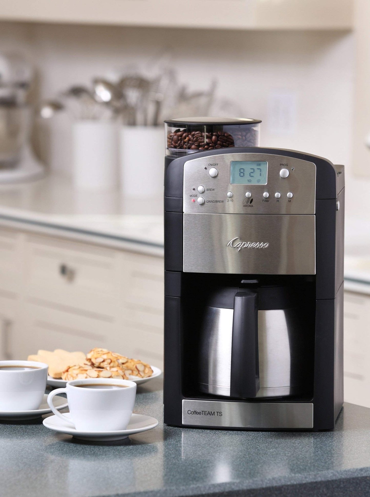 Capresso 465 CoffeeTeam TS 10 - Cup Digital Coffeemaker with Conical Burr Grinder and Thermal Carafe - electronicsexpo.com - Coffee Machines