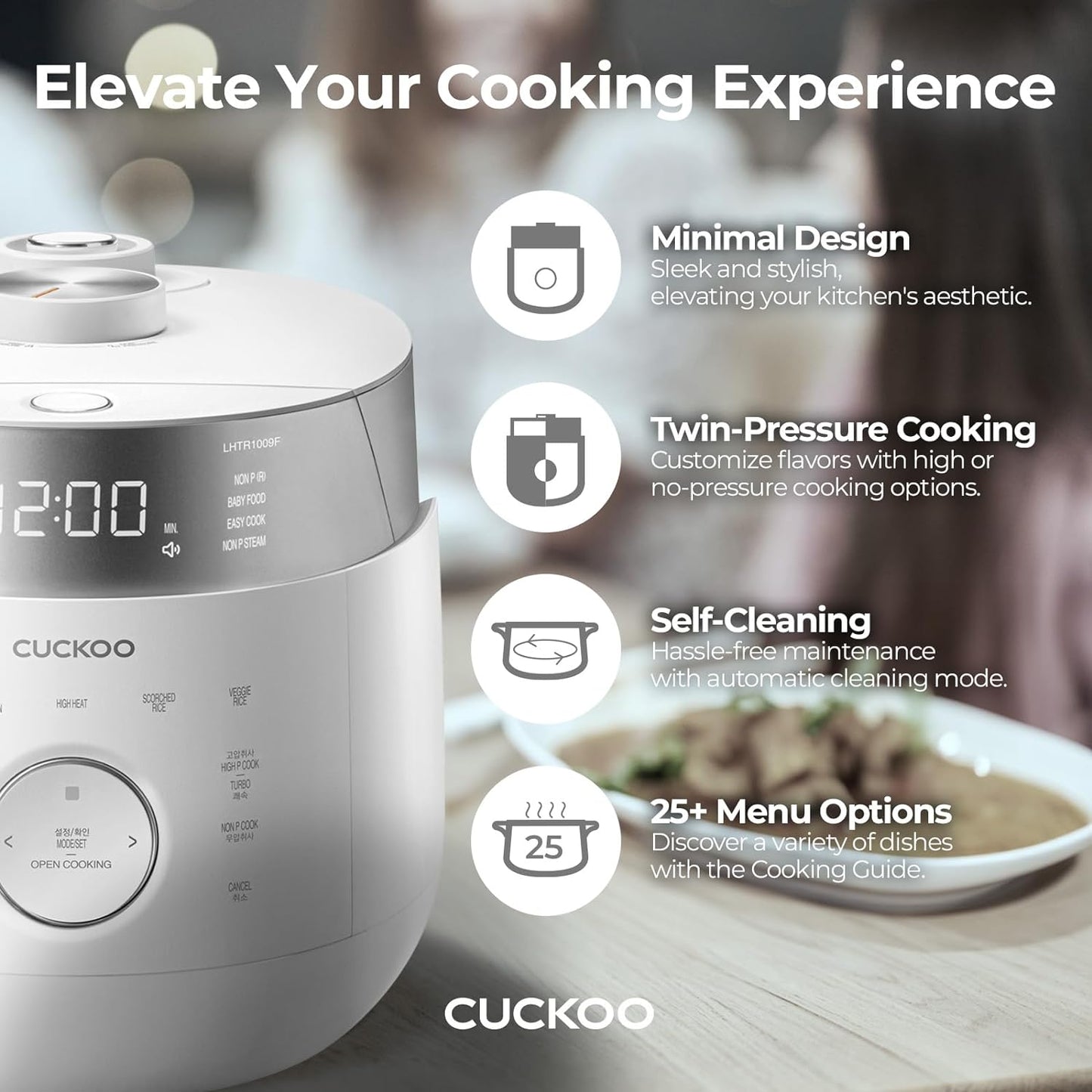 Cuckoo CRP - LHTR0609FW Small Stainless Steel Rice Cooker with Induction Heating Dual Pressure & 16+ Menu Options (White) - electronicsexpo.com - Rice Cookers