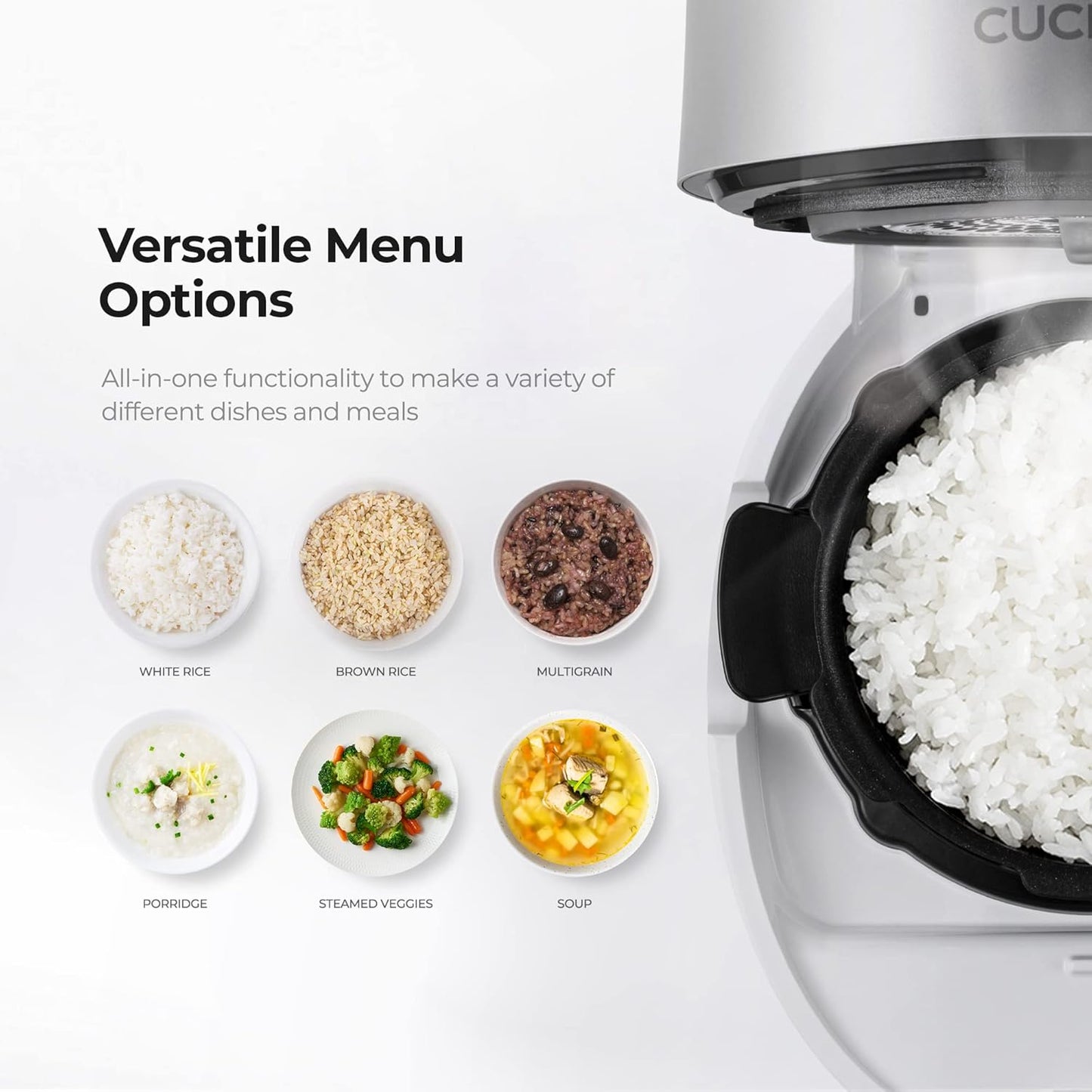 Cuckoo CRP - MHTR0309F 3 - Cup Induction Rice Cooker, Twin Pressure, 15 Modes, Voice Guide, Auto Clean (White) - electronicsexpo.com - Rice Cookers