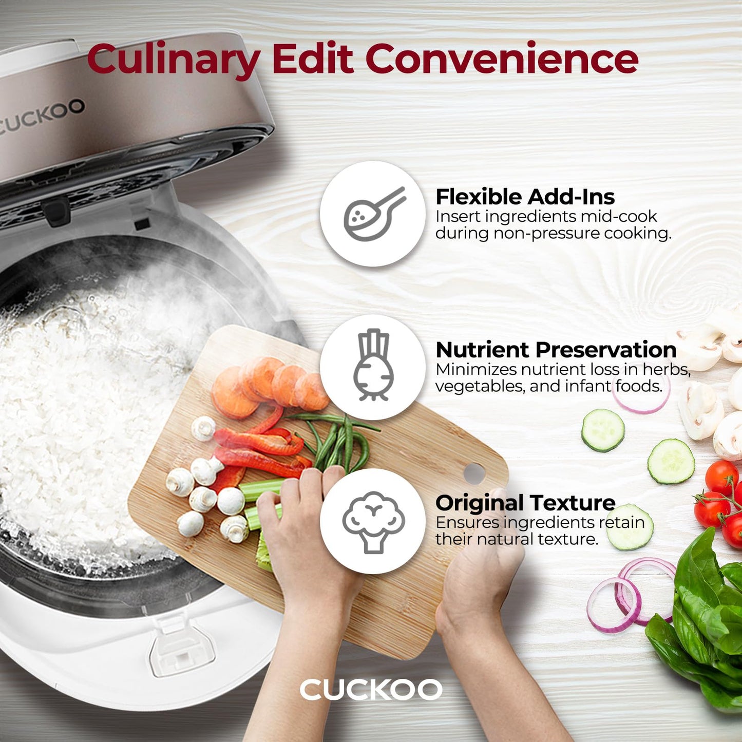 Cuckoo CRP - ST1009FW 10 - Cup Twin Pressure Rice Cooker & Warmer with Nonstick Inner Pot, 16 Menu Options, 3 Voice Guide, Auto Clean (White) - electronicsexpo.com - Rice Cookers