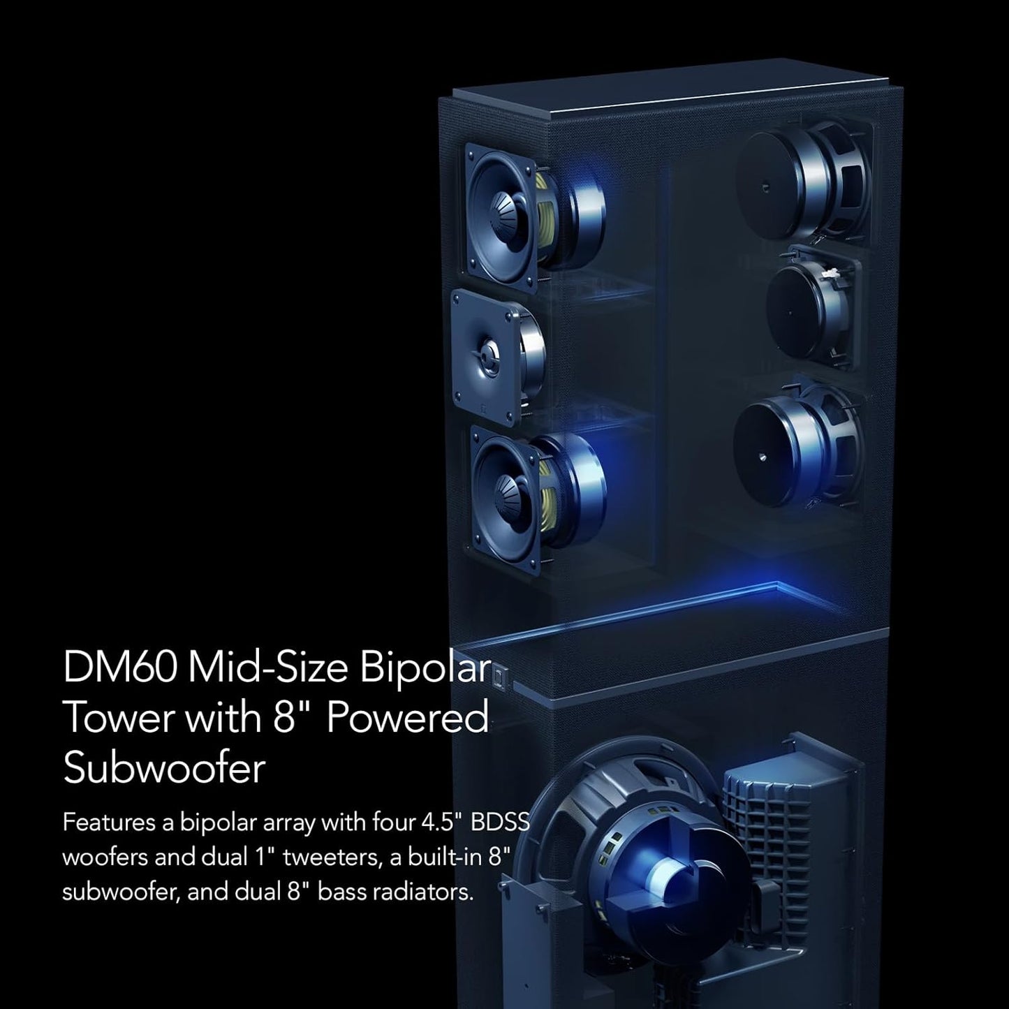 Definitive Technology Dymension 7 - Channel Surround Sound System - Bundle with (2) DM60 Towers, (1) DM20 Center Channel, and (4) DM95 Rear Speakers (Bundle) - electronicsexpo.com - Home Theater Systems & Packages