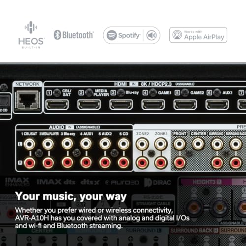 Denon AVR - A10H 13.4 - Channel Home Theater Receiver with Dolby Atmos, Bluetooth, and Apple AirPlay 2 - electronicsexpo.com - Home Theater Receivers