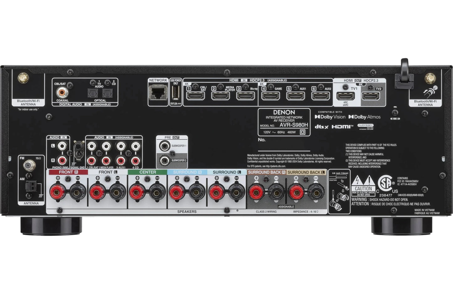 Denon AVR-S980H 7.2-Channel Home Theater Receiver with Dolby Atmos, Bluetooth, Apple AirPlay 2, and Powered by HEOS Streaming - electronicsexpo.com-Home Theater Receivers