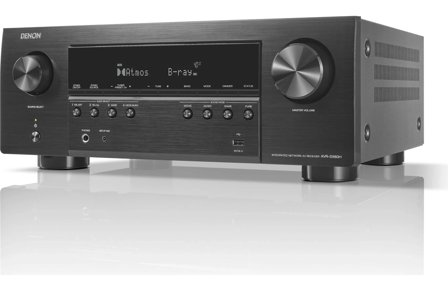 Denon AVR-S980H 7.2-Channel Home Theater Receiver with Dolby Atmos, Bluetooth, Apple AirPlay 2, and Powered by HEOS Streaming - electronicsexpo.com-Home Theater Receivers