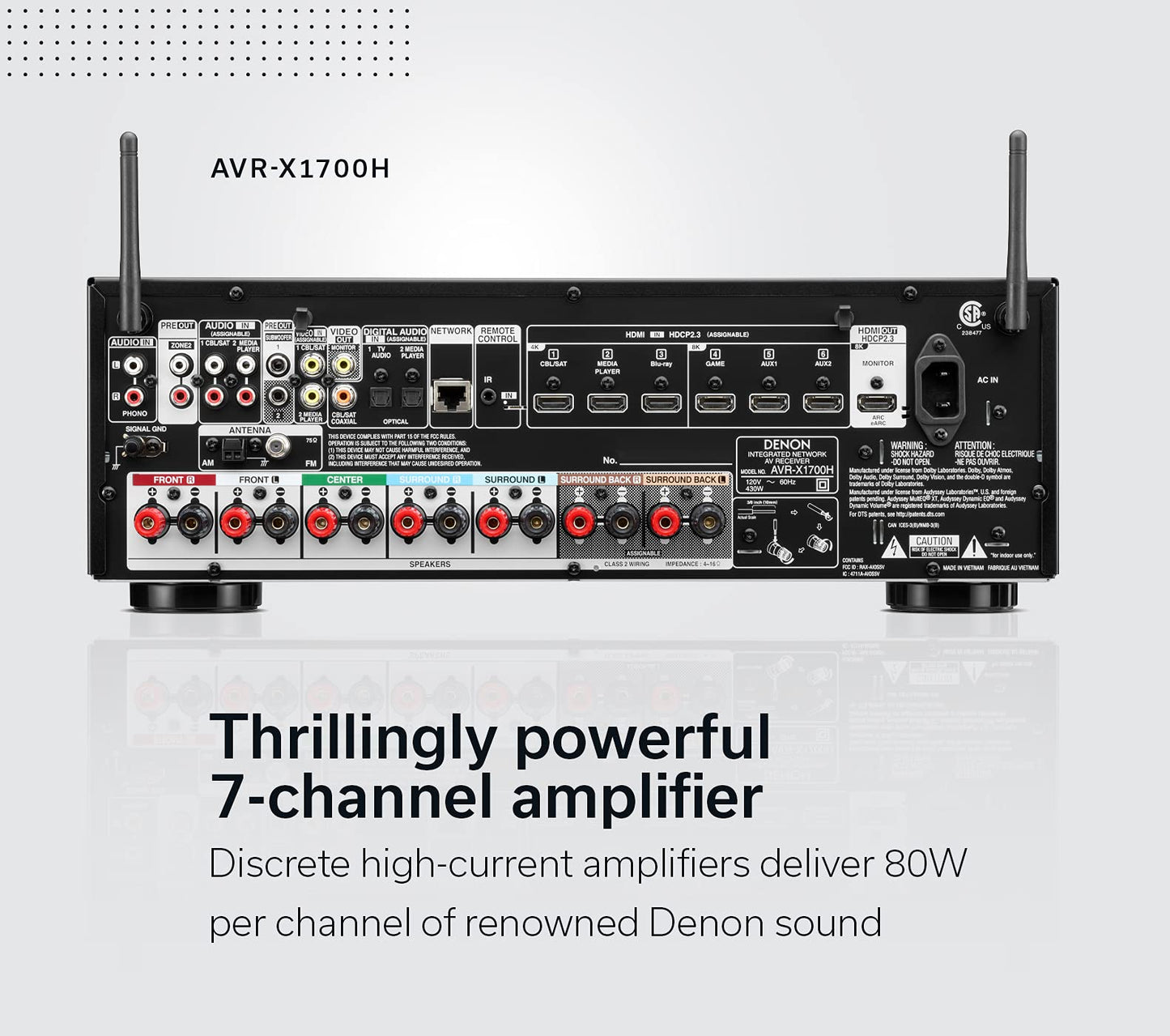 Denon AVR - X1700H 7.2ch 8K Home Theater Receiver (Certified Refurbished) - electronicsexpo.com - Home Theater Receivers
