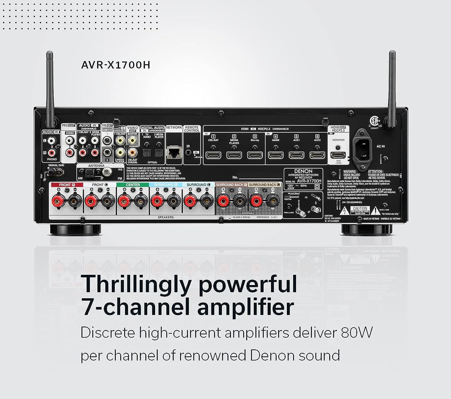 Denon AVR - X1700H 7.2ch 8K Home Theater Receiver (Certified Refurbished) - electronicsexpo.com - Home Theater Receivers