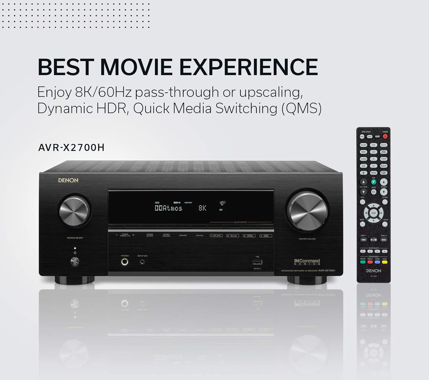 Denon AVR - X2700H 7.2 - Channel 8K Ultra HD Home Theater Receiver with 3D Audio and HEOS Built - In (Certified Refurbished) - electronicsexpo.com - Home Theater Receivers