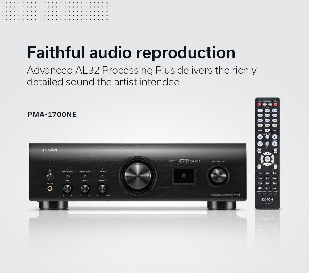 Denon PMA - 1700NE (2022 Model) Integrated Amplifier (140W x 2), Built - in USB - DAC & Phono Equalizer, Analog Mode, Ultra - High Current Power Circuit, Advanced AL32 Processing Plus, Hi - Res Audio, Black - electronicsexpo.com - Misc