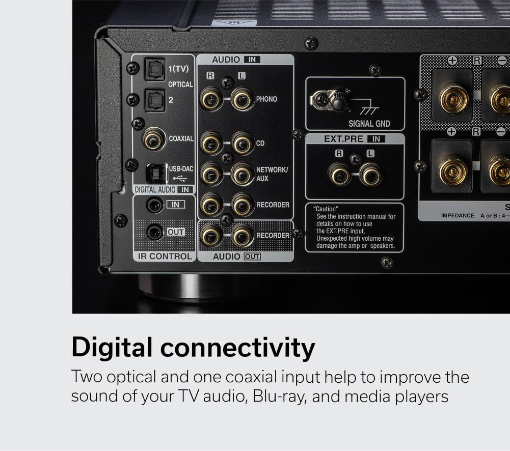 Denon PMA - 1700NE (2022 Model) Integrated Amplifier (140W x 2), Built - in USB - DAC & Phono Equalizer, Analog Mode, Ultra - High Current Power Circuit, Advanced AL32 Processing Plus, Hi - Res Audio, Black - electronicsexpo.com - Misc