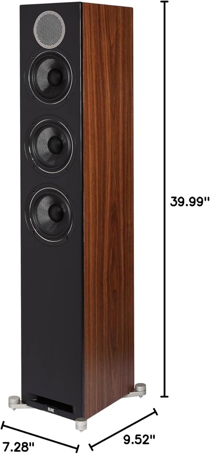 ELAC DFR52 Debut Reference Floorstanding Speaker Each (Black/Walnut) - electronicsexpo.com - Floor Standing Speakers