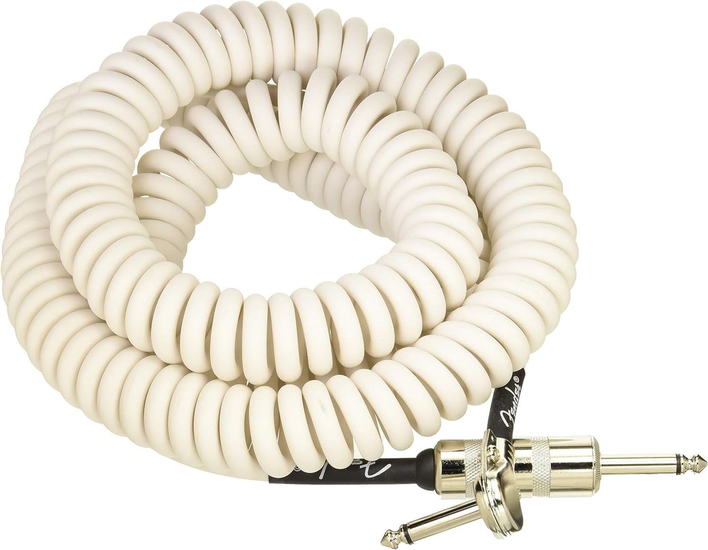 Fender Hendrix Voodoo Child Coiled Instrument Cable, with Limited, Straight/Angle (White/30ft) - electronicsexpo.com - Pro Audio Accessories
