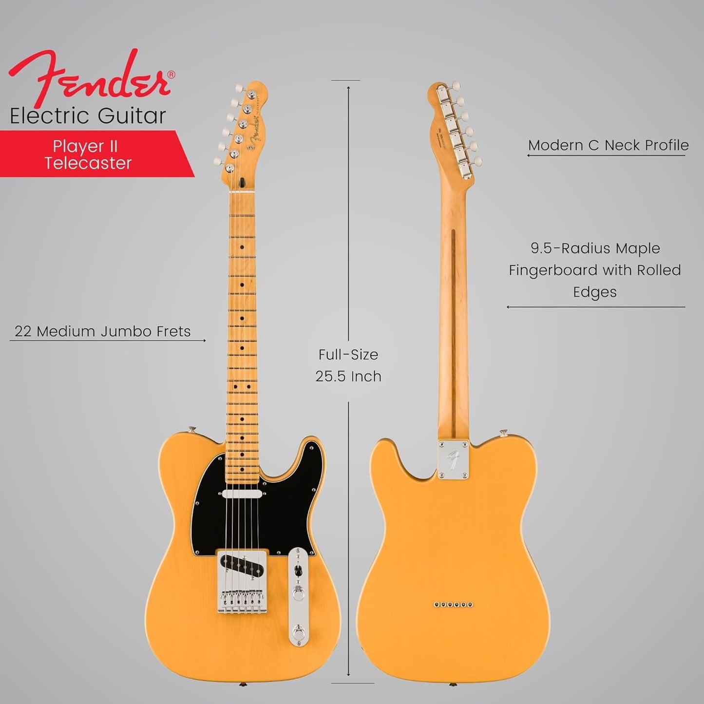 Fender Player II Telecaster Electric Guitar (Butterscotch Blonde with Maple Fingerboard) - electronicsexpo.com - Electric Guitars