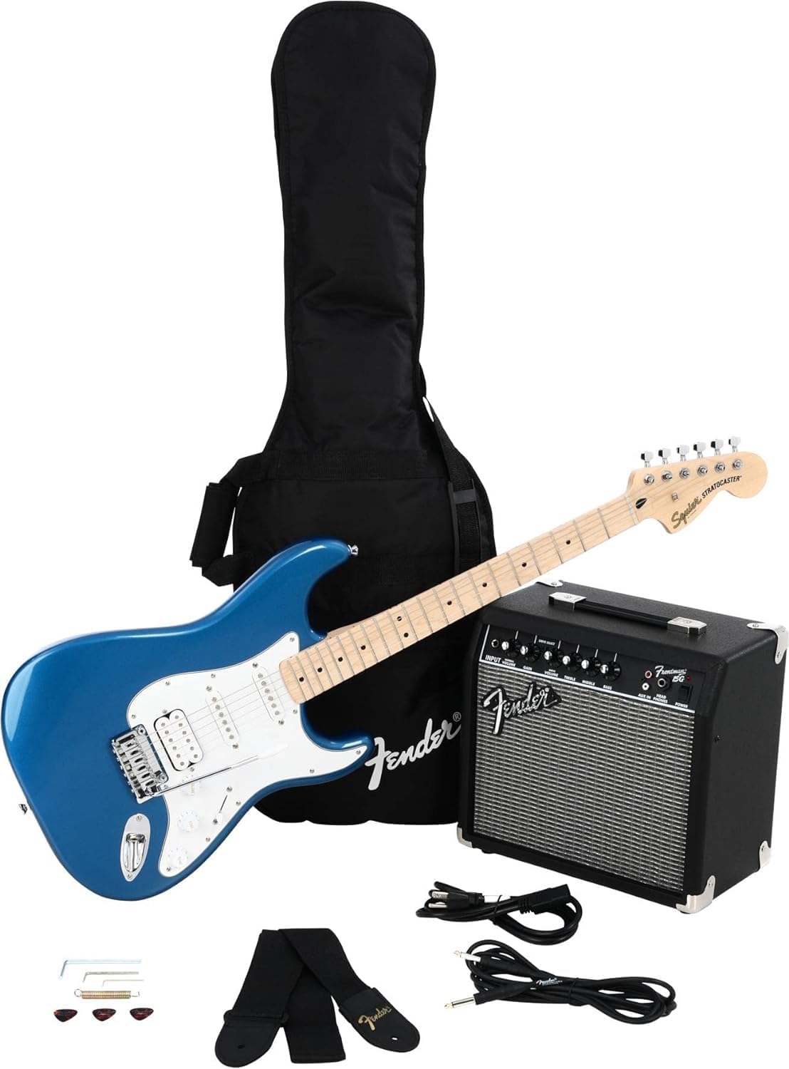 Fender Squier Affinity Series Stratocaster Electric Guitar Kit (Lake Placid Blue, Maple Fingerboard) - electronicsexpo.com - Electric Guitars