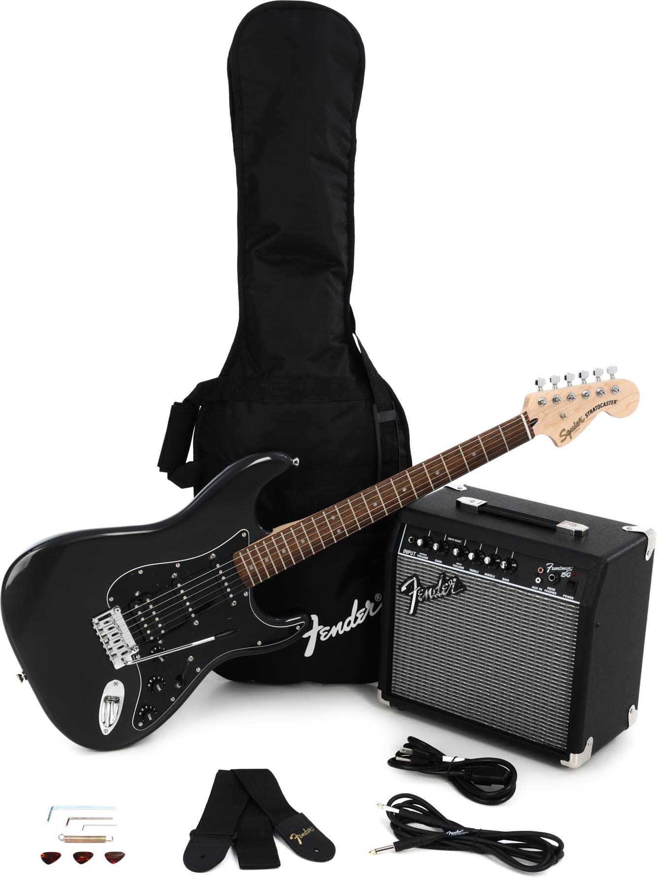 Fender Squier Electric Guitar Kit, Affinity Series Stratocaster (Charcoal Frost Metallic) - electronicsexpo.com - Electric Guitars