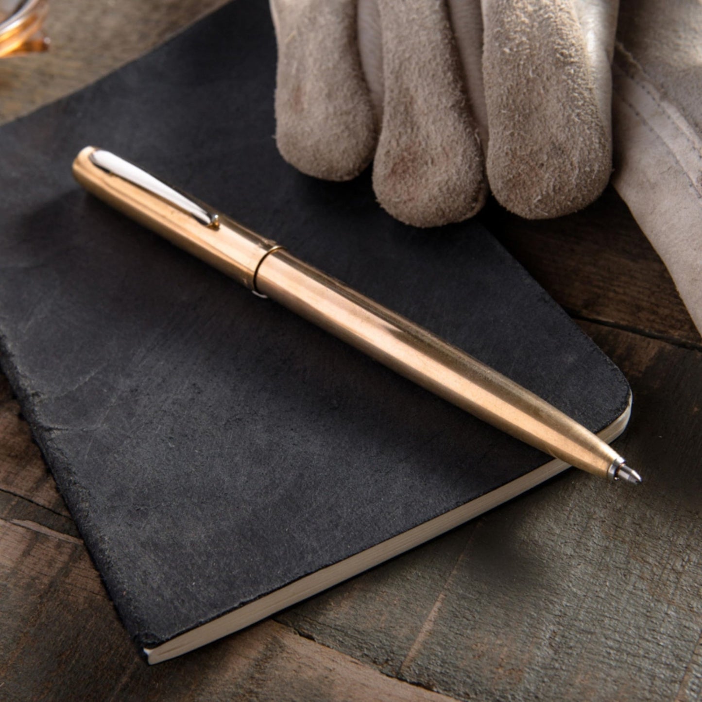 Fisher Space Pen Brass Alloy Cap - O - Matic Pen, Ballpoint, Polished Brass, Black Ink - electronicsexpo.com - Misc