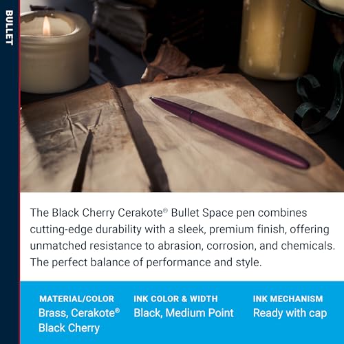 FISHER Space Pen Bullet Pen, Ballpoint, Black Cherry, Cerakote Finish, Black Ink - electronicsexpo.com - Pens