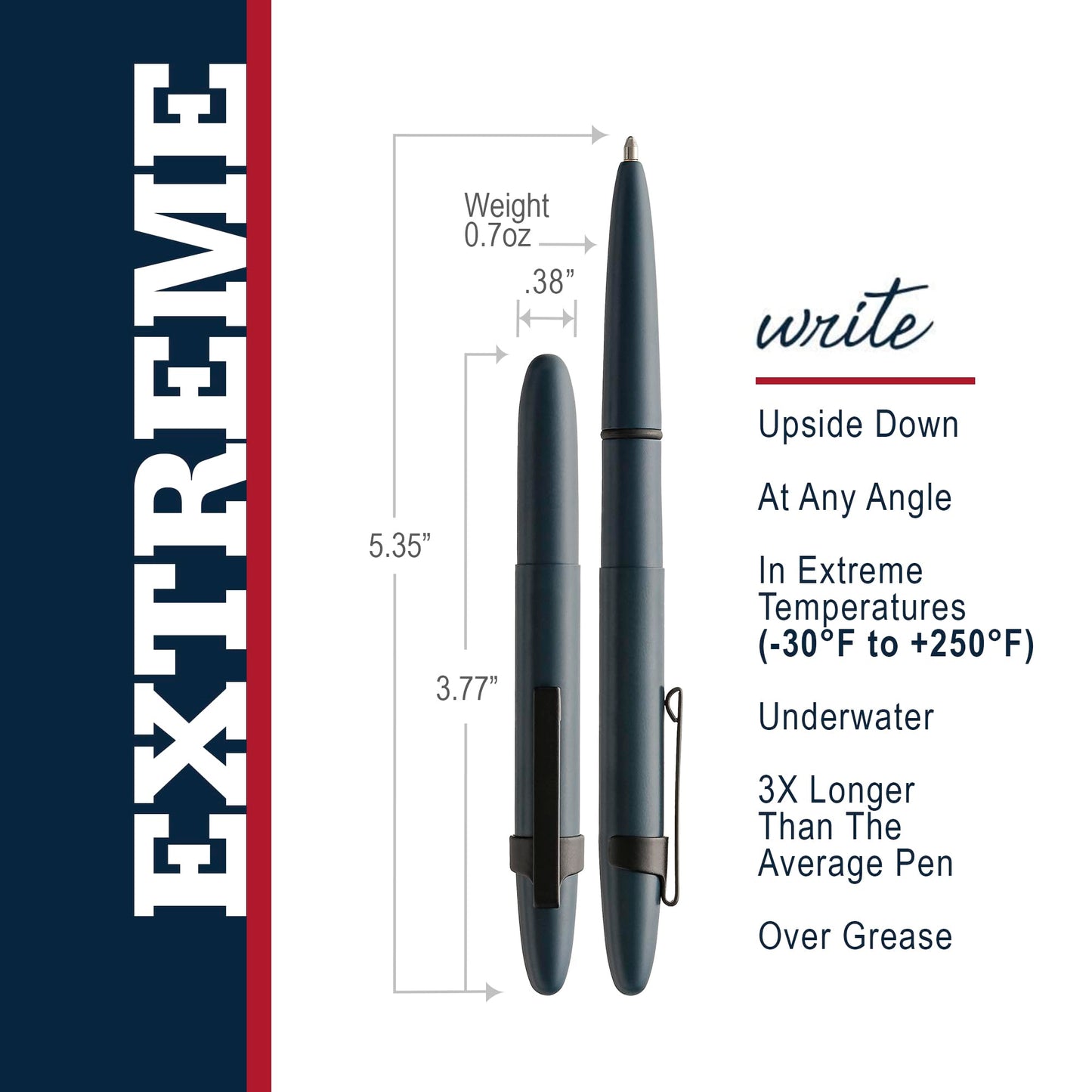 Fisher Space Pen Cerakote 400 Series Bullet Pen Elite Navy Blue Finished w/Matte Black Pocket Clip - electronicsexpo.com - Pens