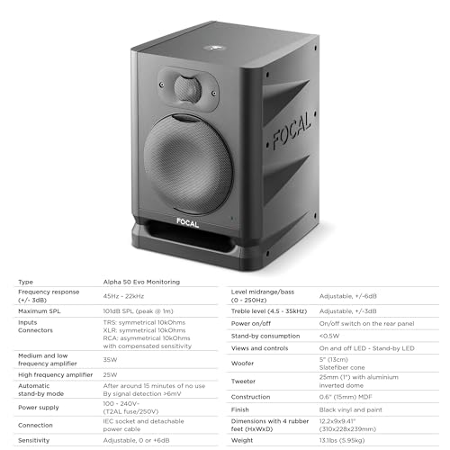 Focal Alpha 50 Evo 5" Mixing Monitor - electronicsexpo.com - Powered + PA Speakers