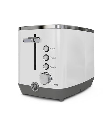 GE 2 Slice Toaster, Extra Wide Slots for Toasting Bagels, Breads, Waffles & More, 7 Adjustable Shade Settings, Removable Crumb Tray, Countertop Kitchen Essentials, 850 Watts (White) - electronicsexpo.com - Toasters & Toaster Ovens