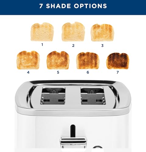 GE 2 Slice Toaster, Extra Wide Slots for Toasting Bagels, Breads, Waffles & More, 7 Adjustable Shade Settings, Removable Crumb Tray, Countertop Kitchen Essentials, 850 Watts (White) - electronicsexpo.com - Toasters & Toaster Ovens