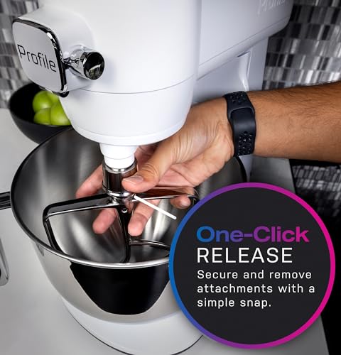 GE Profile Smart Stand Mixer w/Built - In Smart Scale & Auto Sense Technology, 7qt Stainless Steel Bowl, 11 Speed l Dough Hook, Beater, 11 - wire whip l works w/Amazon Alexa & Google Home l Mineral Silver - electronicsexpo.com - Cookware