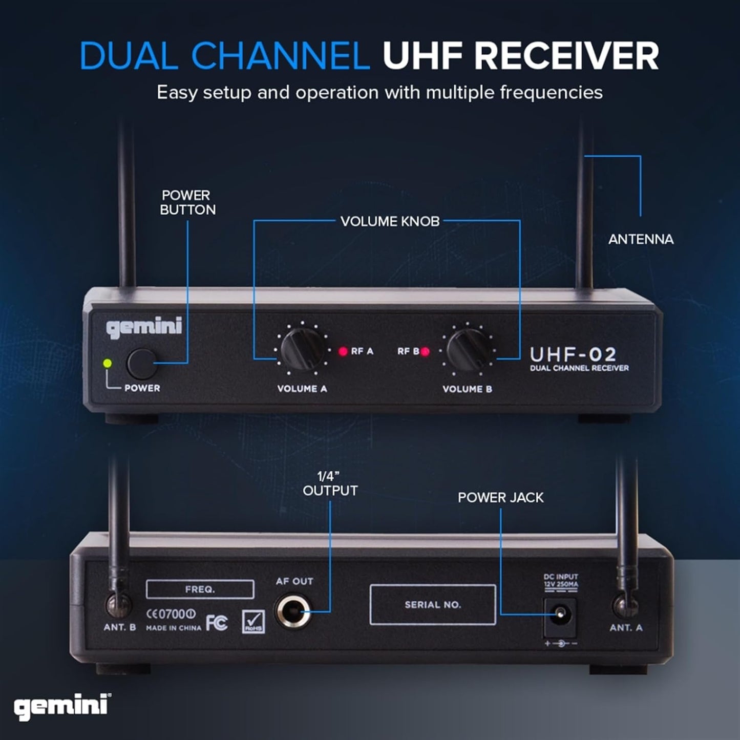 Gemini UHF - 02M S12 Dual Wireless Handheld Microphone System - electronicsexpo.com - Microphones