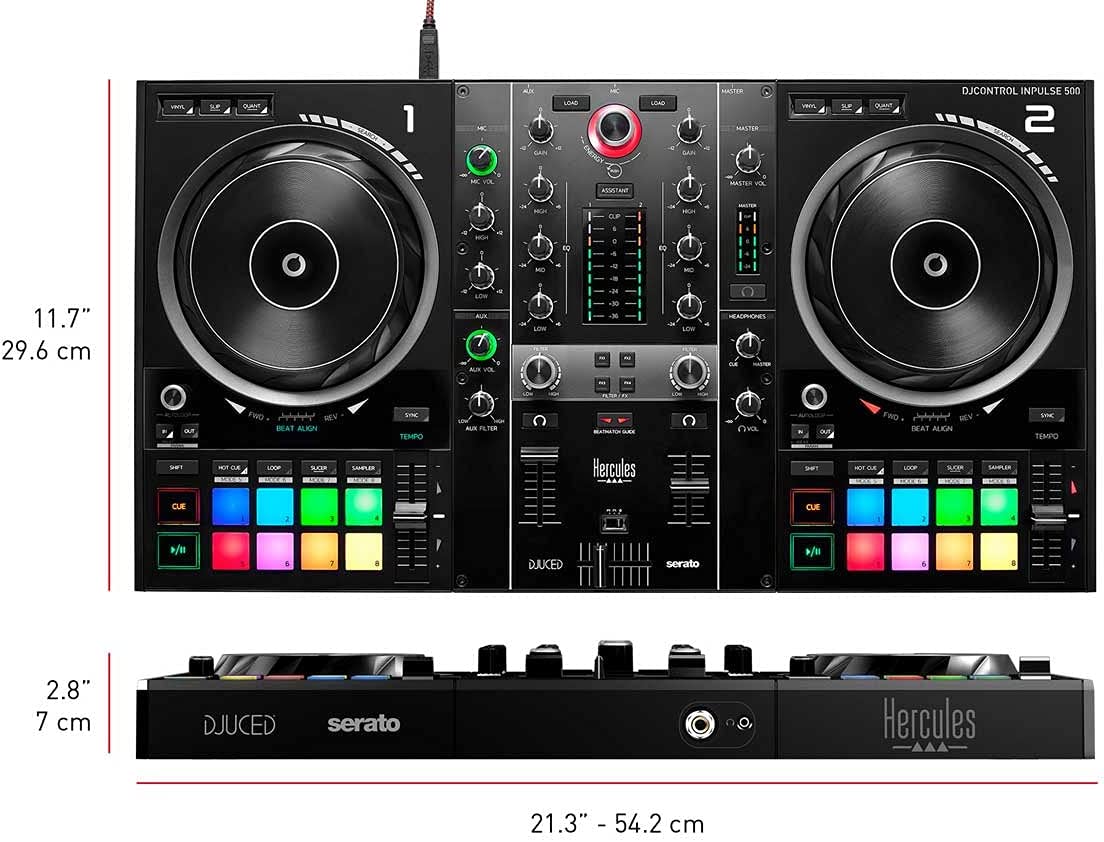 Hercules DJControl Inpulse 500 2 - Deck USB DJ Controller for Serato DJ and DJUCED - electronicsexpo.com - Controllers