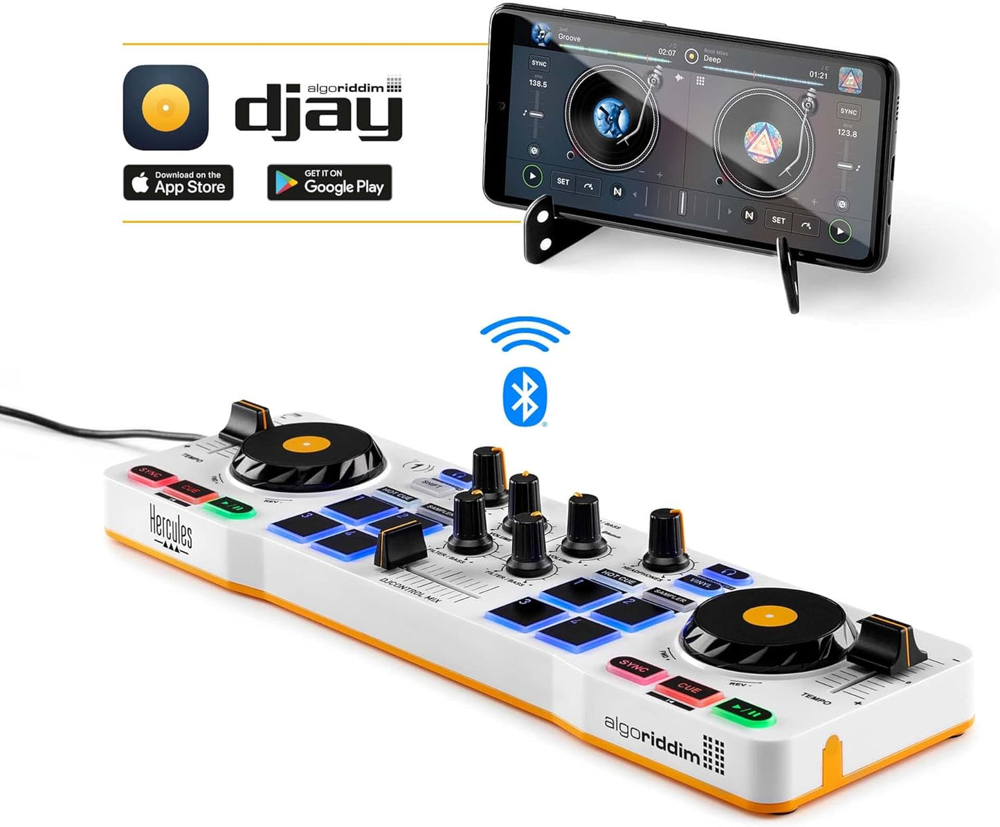 Hercules DJControl Mix Bluetooth Wireless DJ Controller for Smartphones (iOS and Android) - electronicsexpo.com - Controllers