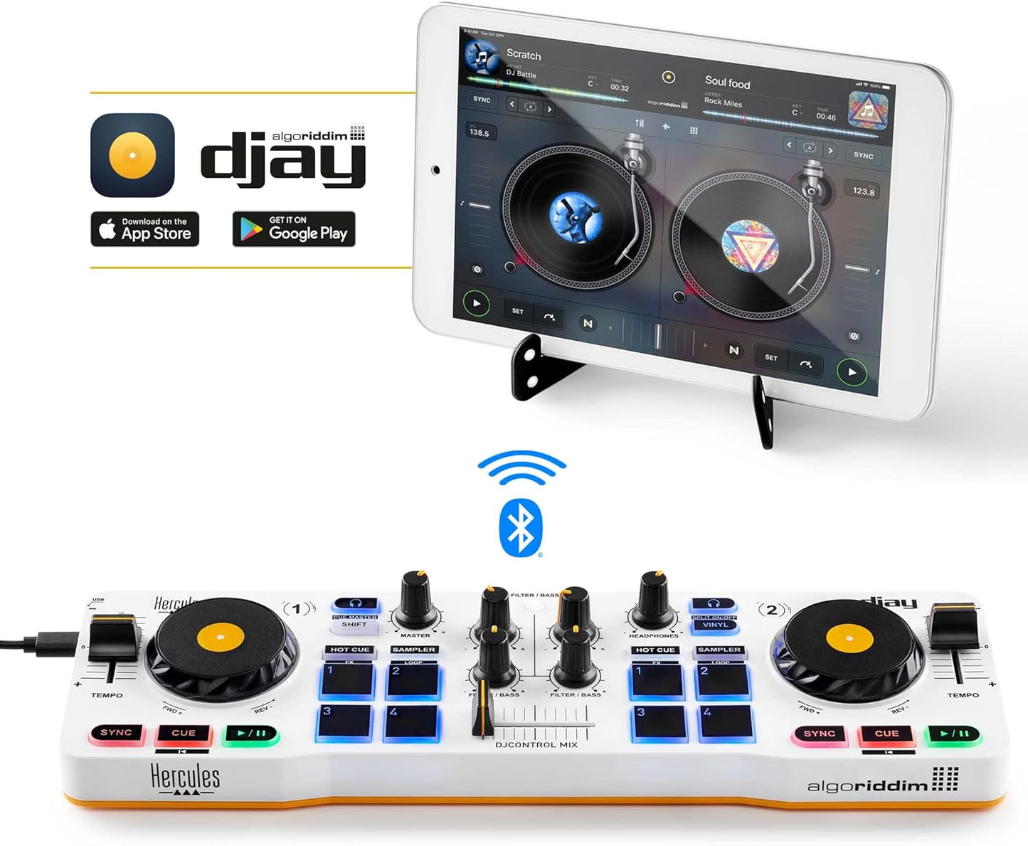 Hercules DJControl Mix Bluetooth Wireless DJ Controller for Smartphones (iOS and Android) - electronicsexpo.com - Controllers