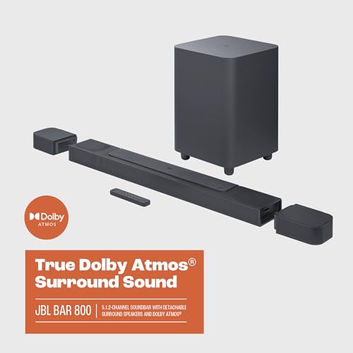 JBL Bar 800 - 5.1.2 - Channel Soundbar with Detachable Surround Speakers and Dolby Atmos, 10” Wireless Subwoofer, Built - in Wi - Fi with AirPlay, Alexa Multi - Room Music and Chromecast - electronicsexpo.com - Soundbars