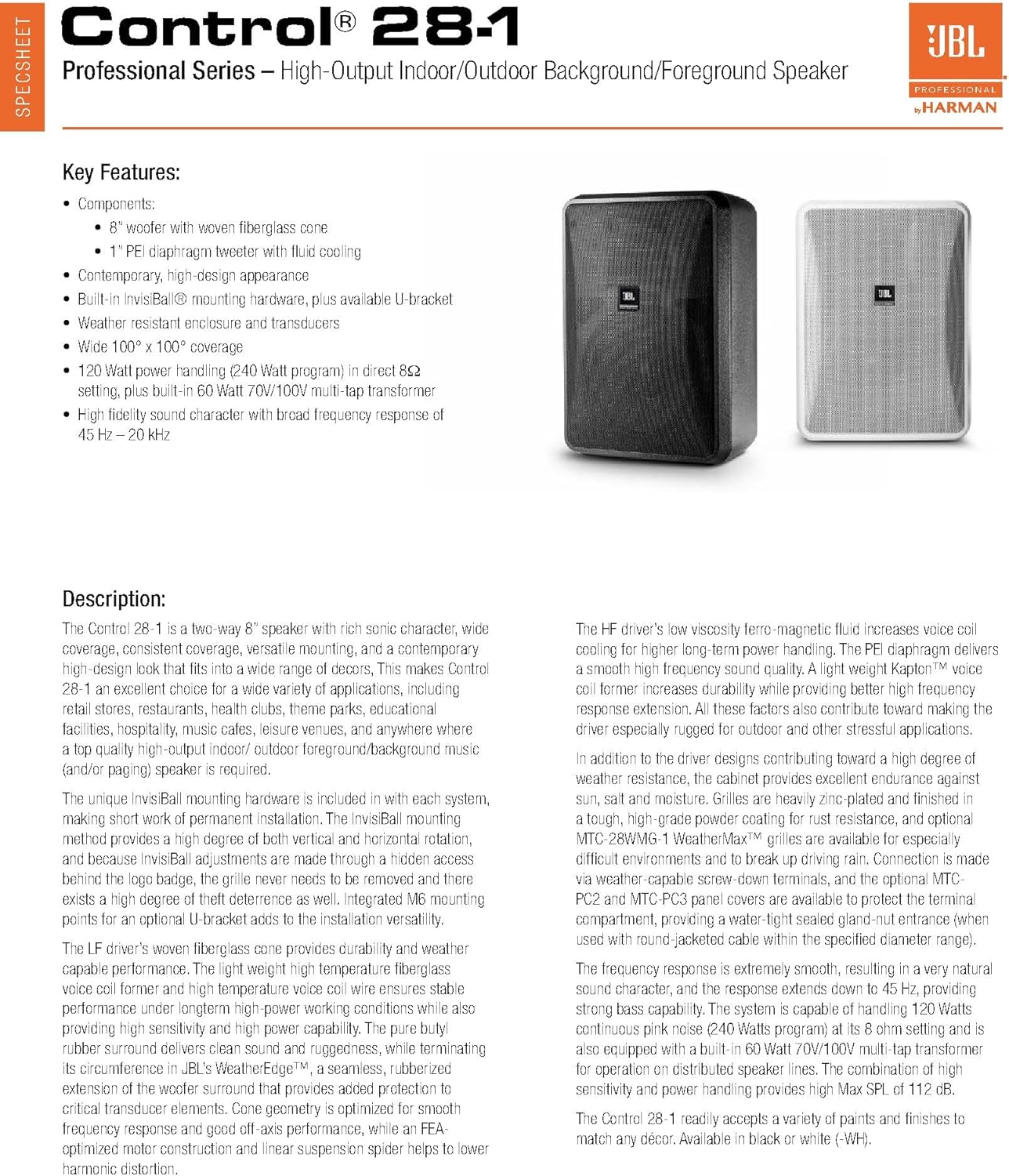 JBL Professional Control Contractor 28 - 1L Speaker - electronicsexpo.com - Powered + PA Speakers