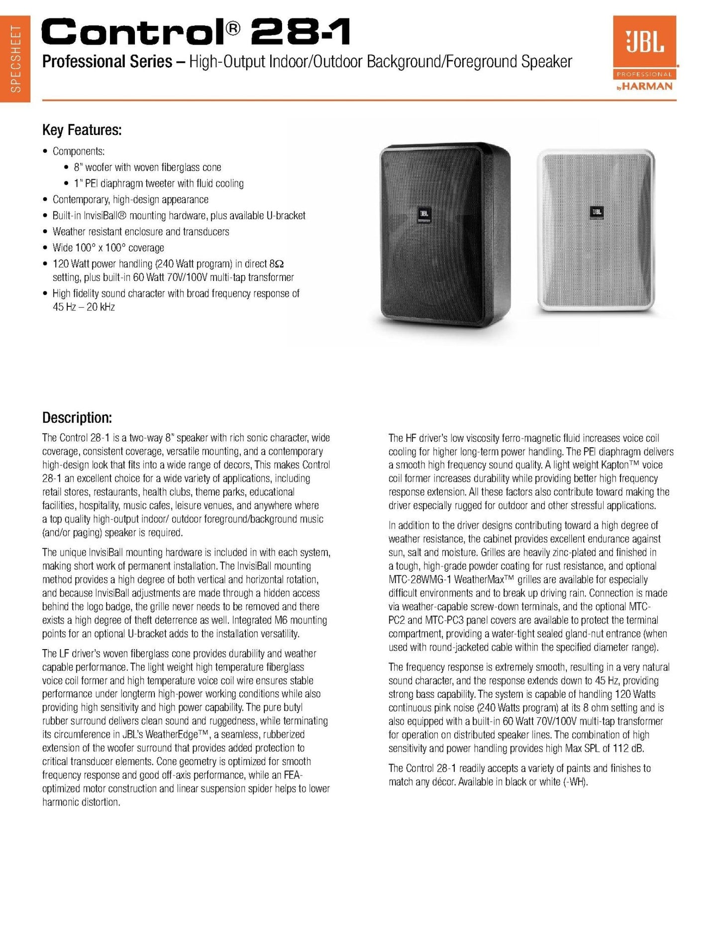 JBL Professional Control Contractor 28 - 1L Speaker - electronicsexpo.com - Powered + PA Speakers