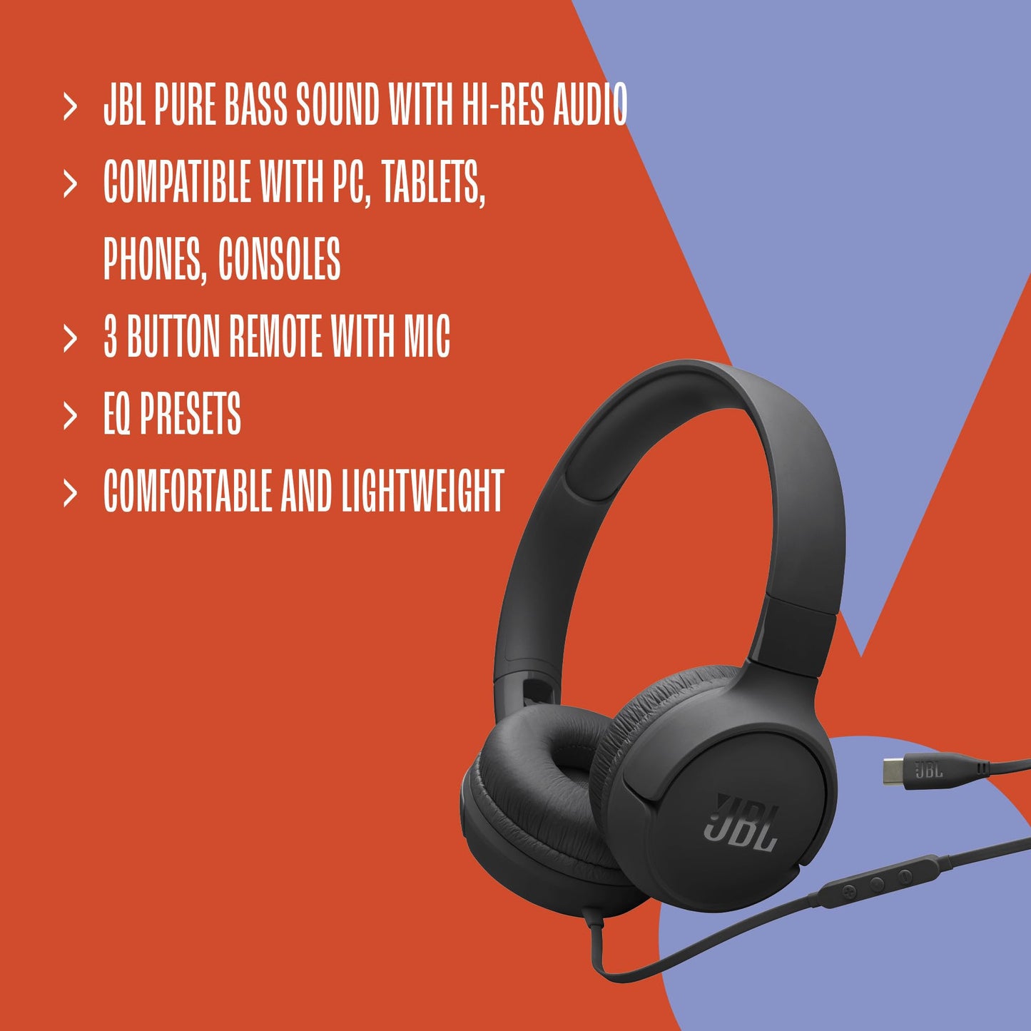 JBL Tune 520C USB - C Wired On - Ear Headphones - electronicsexpo.com - Headphones