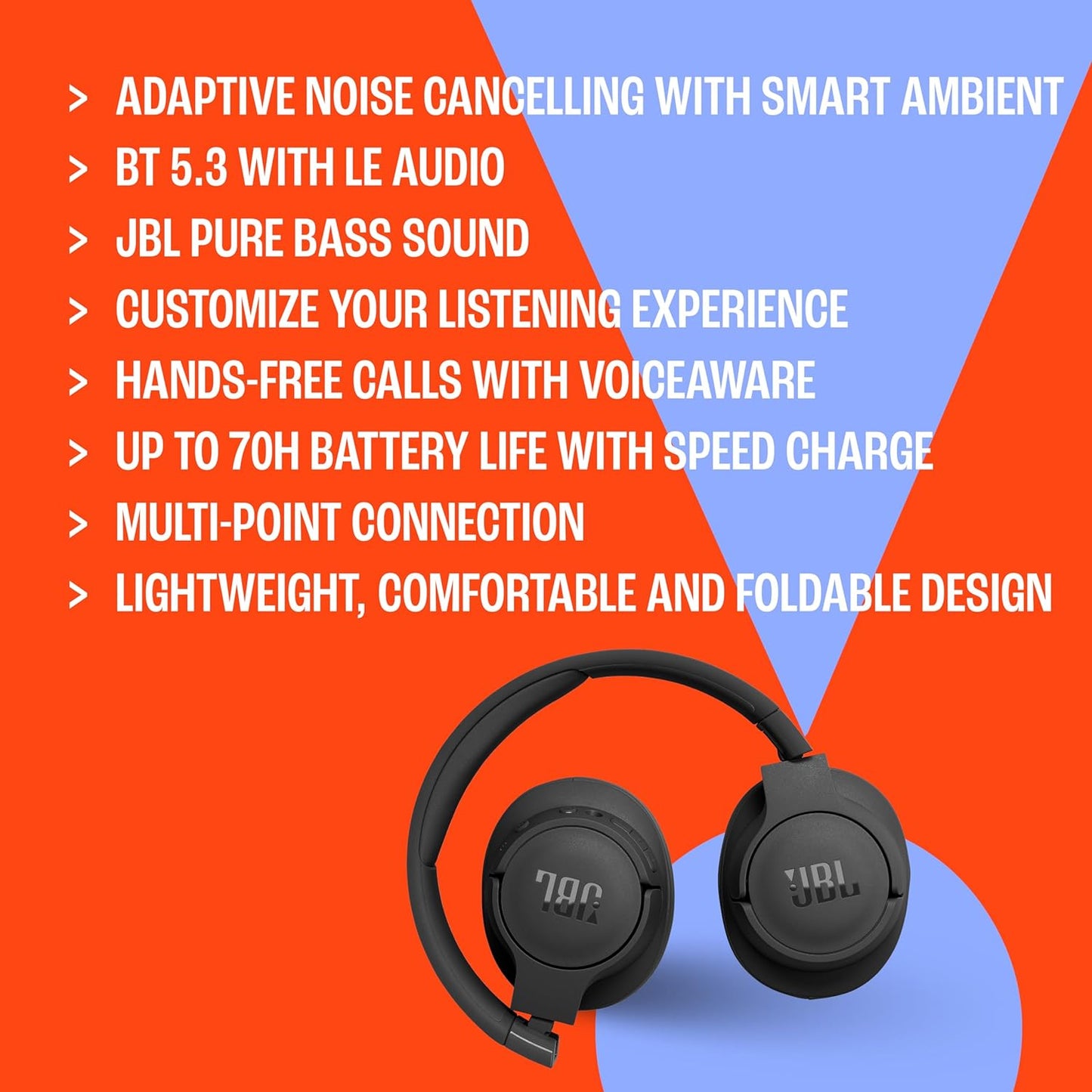 JBL Tune 770NC Adaptive Noise Cancelling with Smart Ambient Wireless Over - Ear Headphones - electronicsexpo.com - Headphones