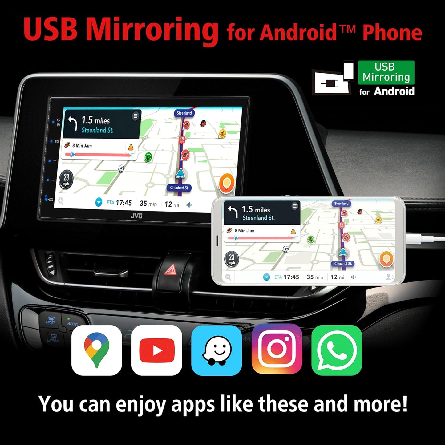 JVC KW - M180BT Bluetooth Car Stereo Receiver with USB Port – 6.75" Touchscreen Display - electronicsexpo.com - Car Stereo Receivers