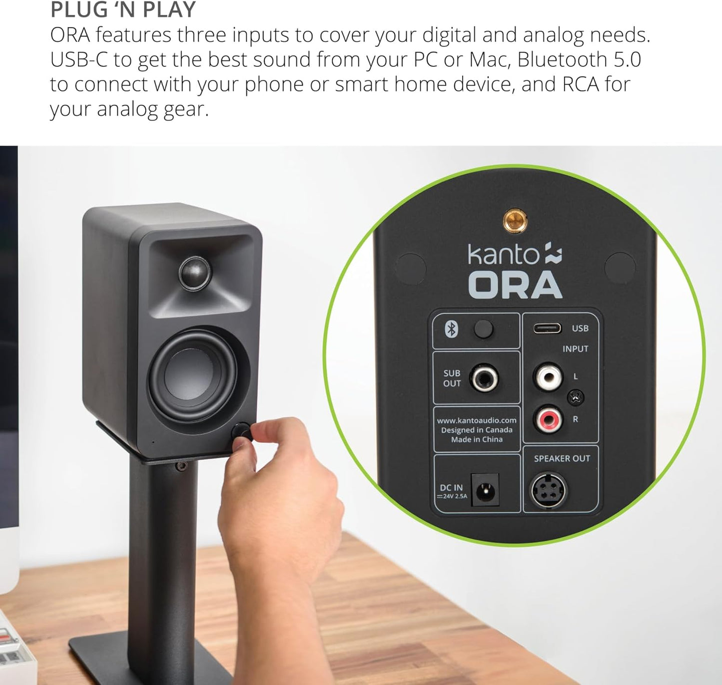 Kanto ORAM 100W Powered Reference Desktop Speakers with Bluetooth (Certified Refurbished) - electronicsexpo.com - Powered Speakers