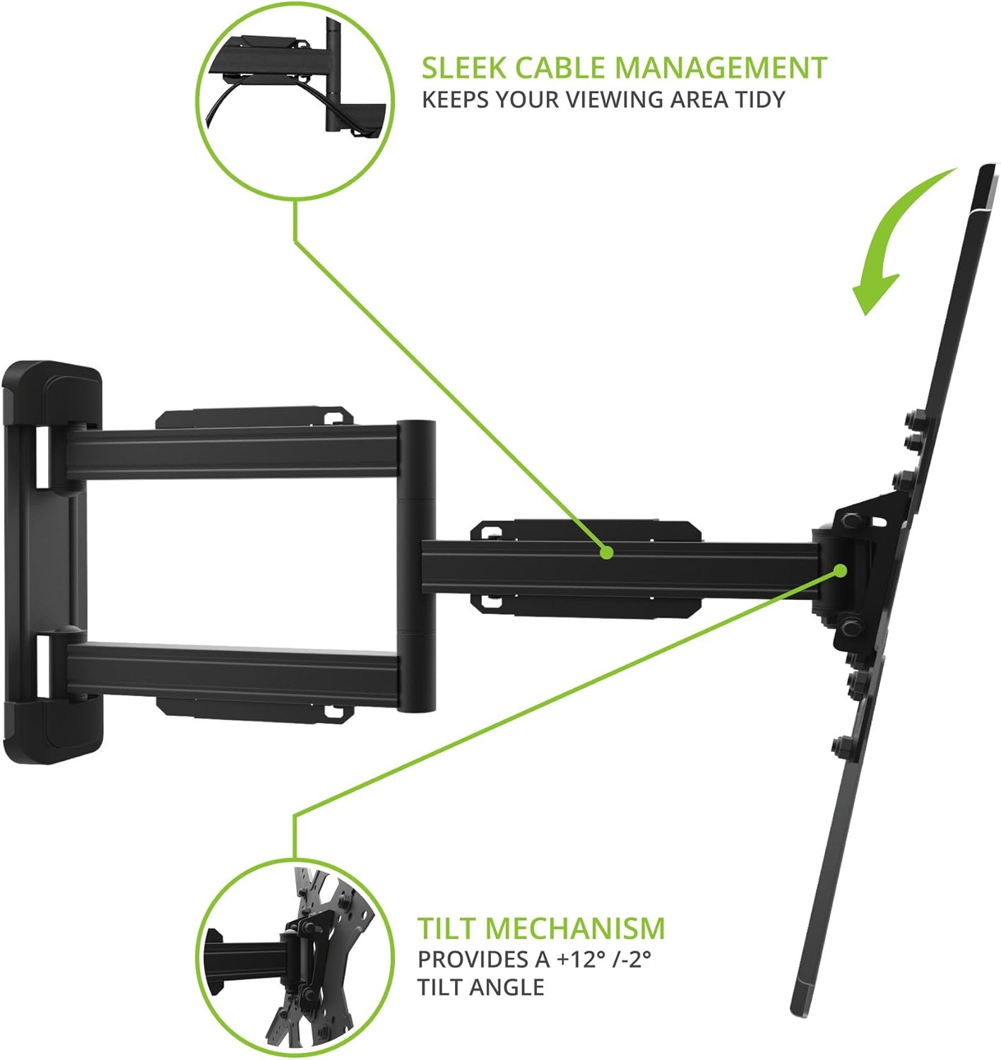 Kanto PS300 Full Motion Articulating TV Wall Mount for 26" to 60" TVs - electronicsexpo.com - TV Wall Mounts