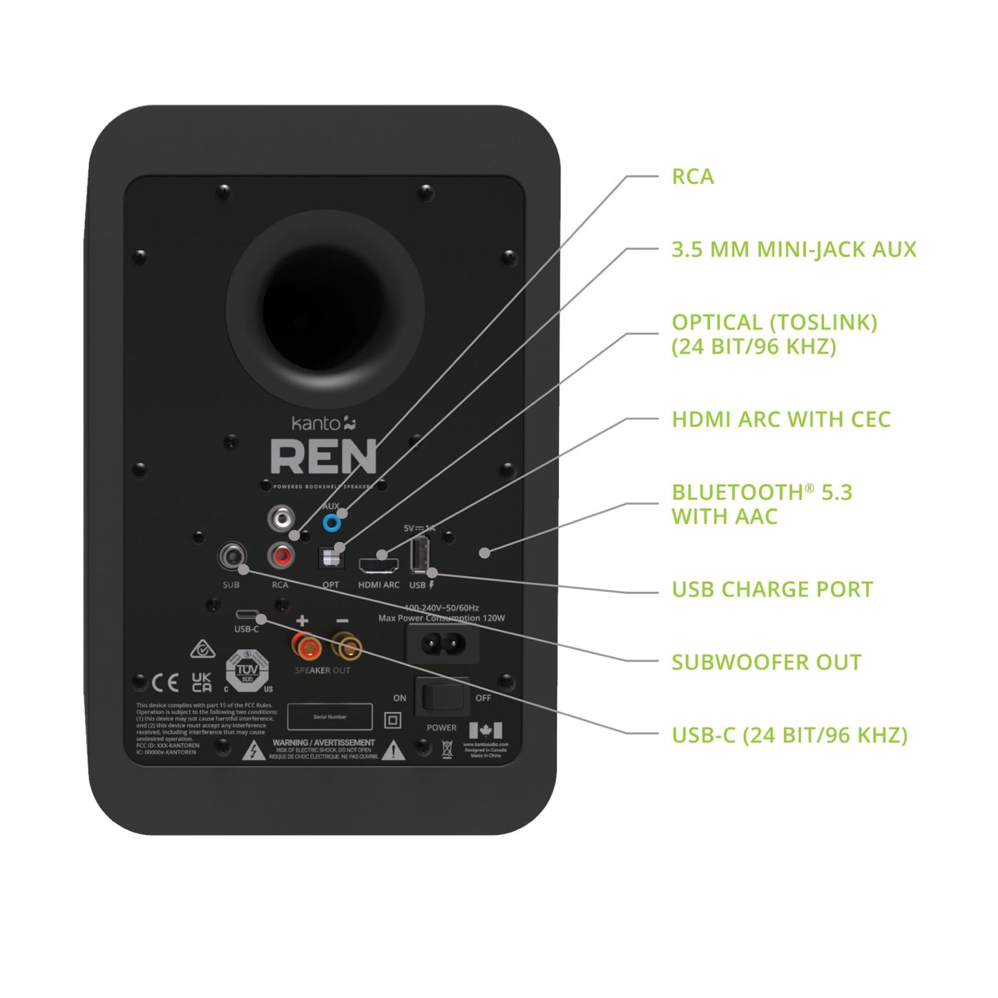 Kanto REN 200W Powered Speaker System with HDMI ARC Input for TV & Home Theater - electronicsexpo.com - Powered + PA Speakers