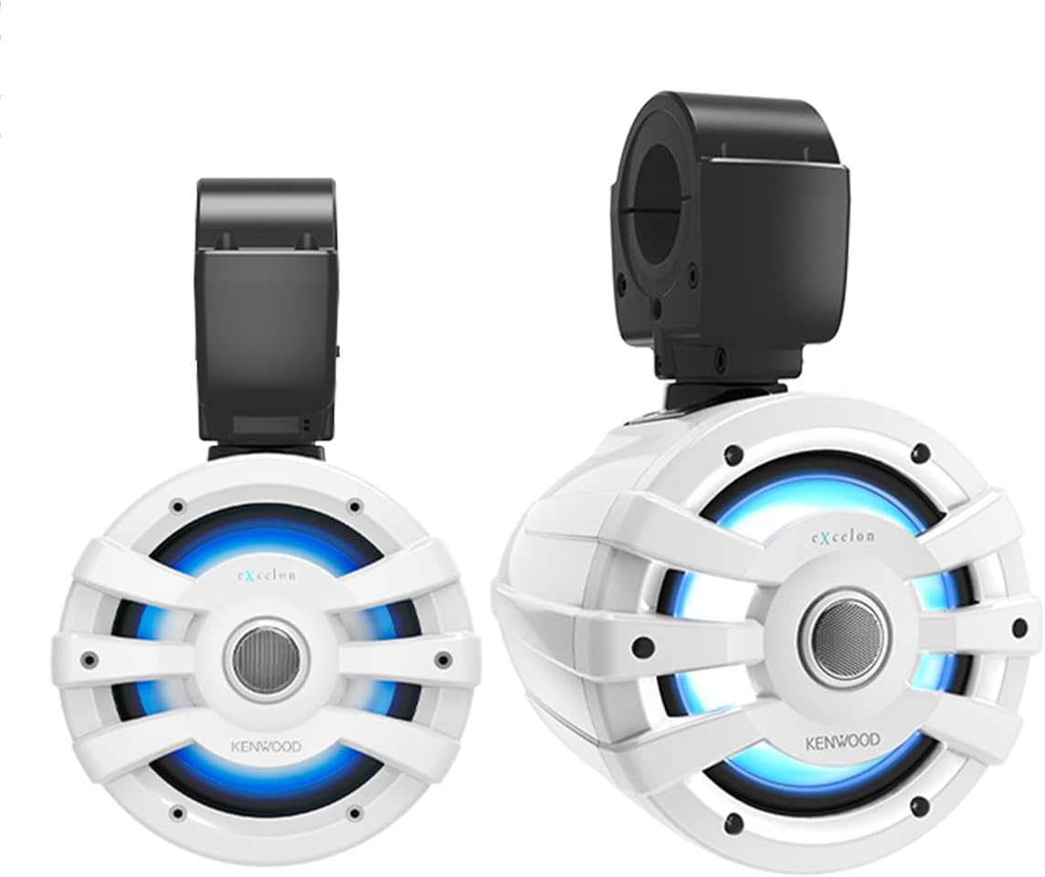 Kenwood Excelon XM77T 7.7" Tower Marine Speakers with LED Lighting (Pair) - electronicsexpo.com - Marine Speakers