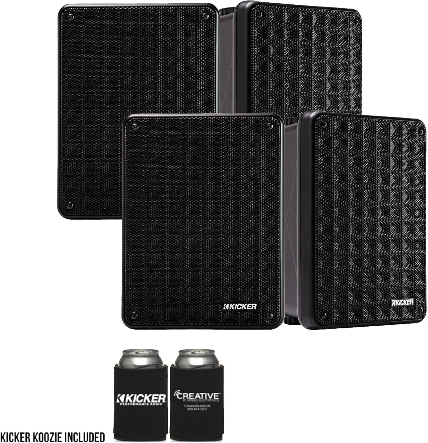 Kicker KB6 Indoor Outdoor Patio Speakers Bundle Black (4 Speaker Bundle) - electronicsexpo.com - Outdoor Speakers