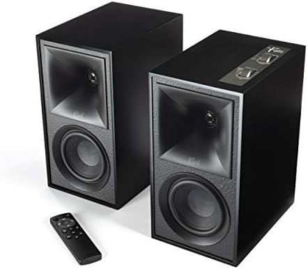 Klipsch The Fives Powered Bookshelf Speakers (Matte Black) with R - 80SWi 8" 150W Wireless Subwoofer - Powerful Sound System with Deep Bass (Bundle) - electronicsexpo.com - Powered Speakers